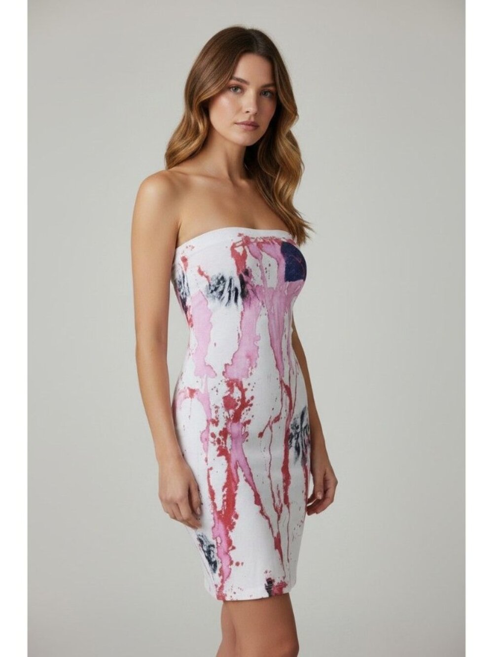 Grail Dress Tie Dye Pink Strapless Size Medium Cotton New with Tags